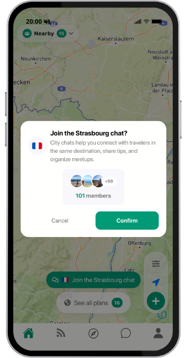 GlobeRider city chat screen